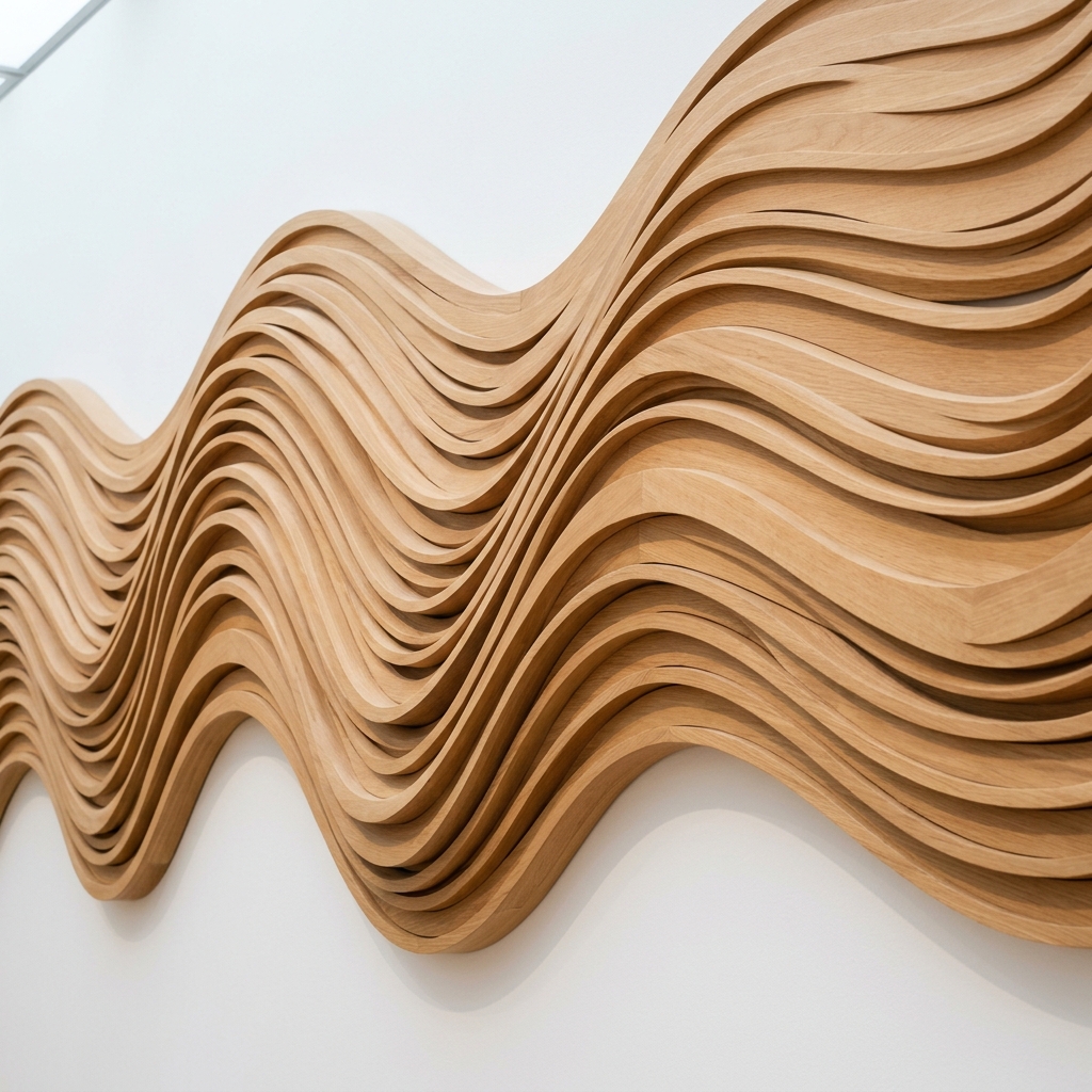 Minimalist Oak Wave Sculpture