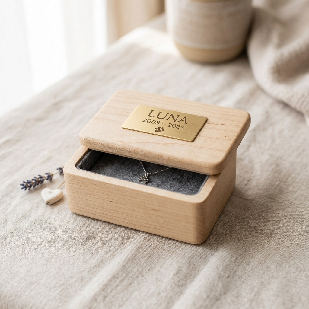 Minimalist Birch Pet Memorial Jewelry Box