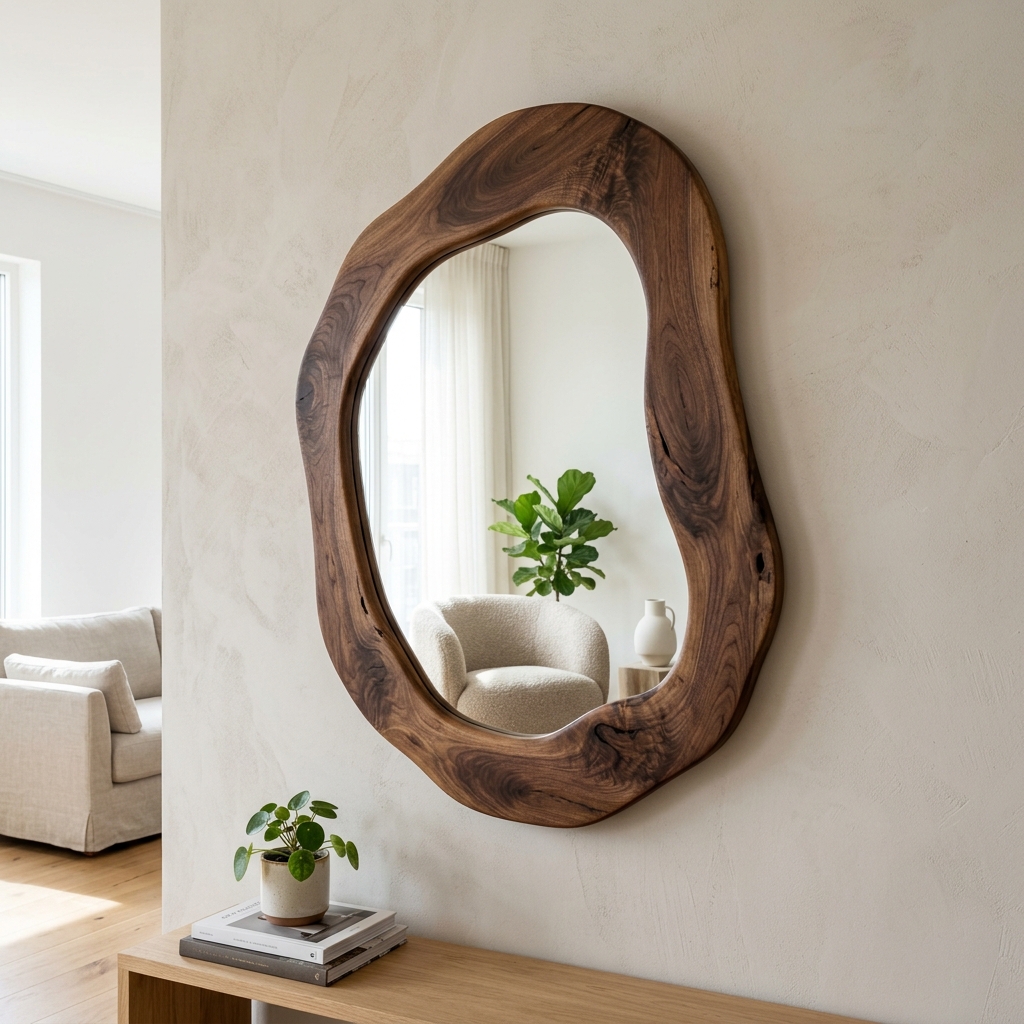 Asymmetrical Walnut Mirror Frame
